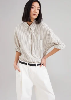 The Frankie Shop Madelen Shirt Charcoal Stripe