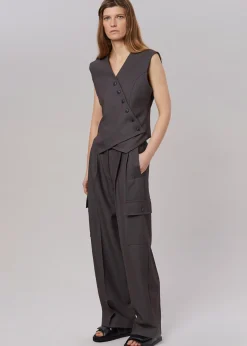 The Frankie Shop Maesa Cross Vest Charcoal Best