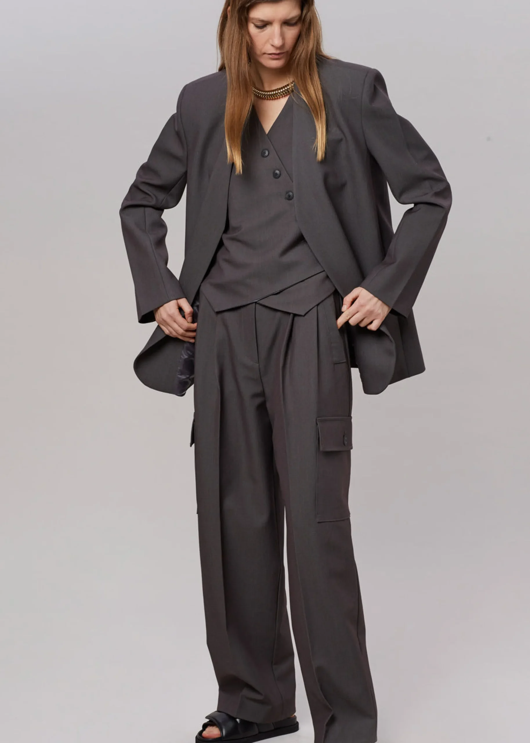 The Frankie Shop Maesa Cross Vest Charcoal Best
