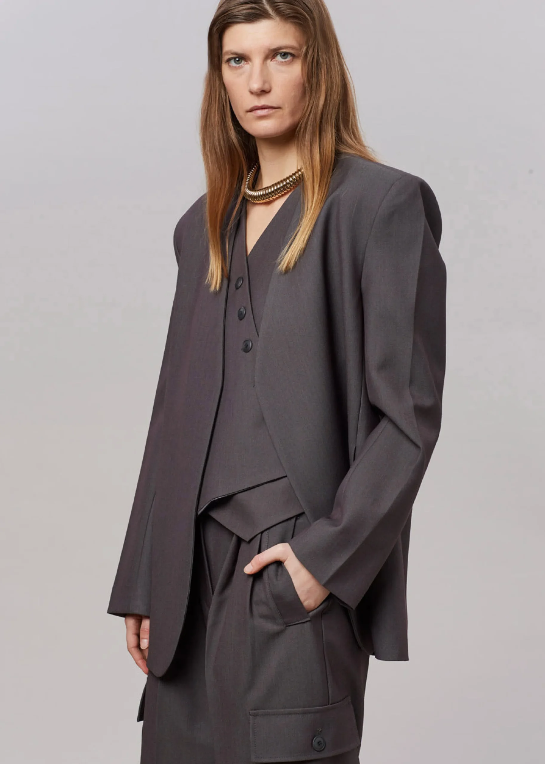 The Frankie Shop Maesa Cross Vest Charcoal Best