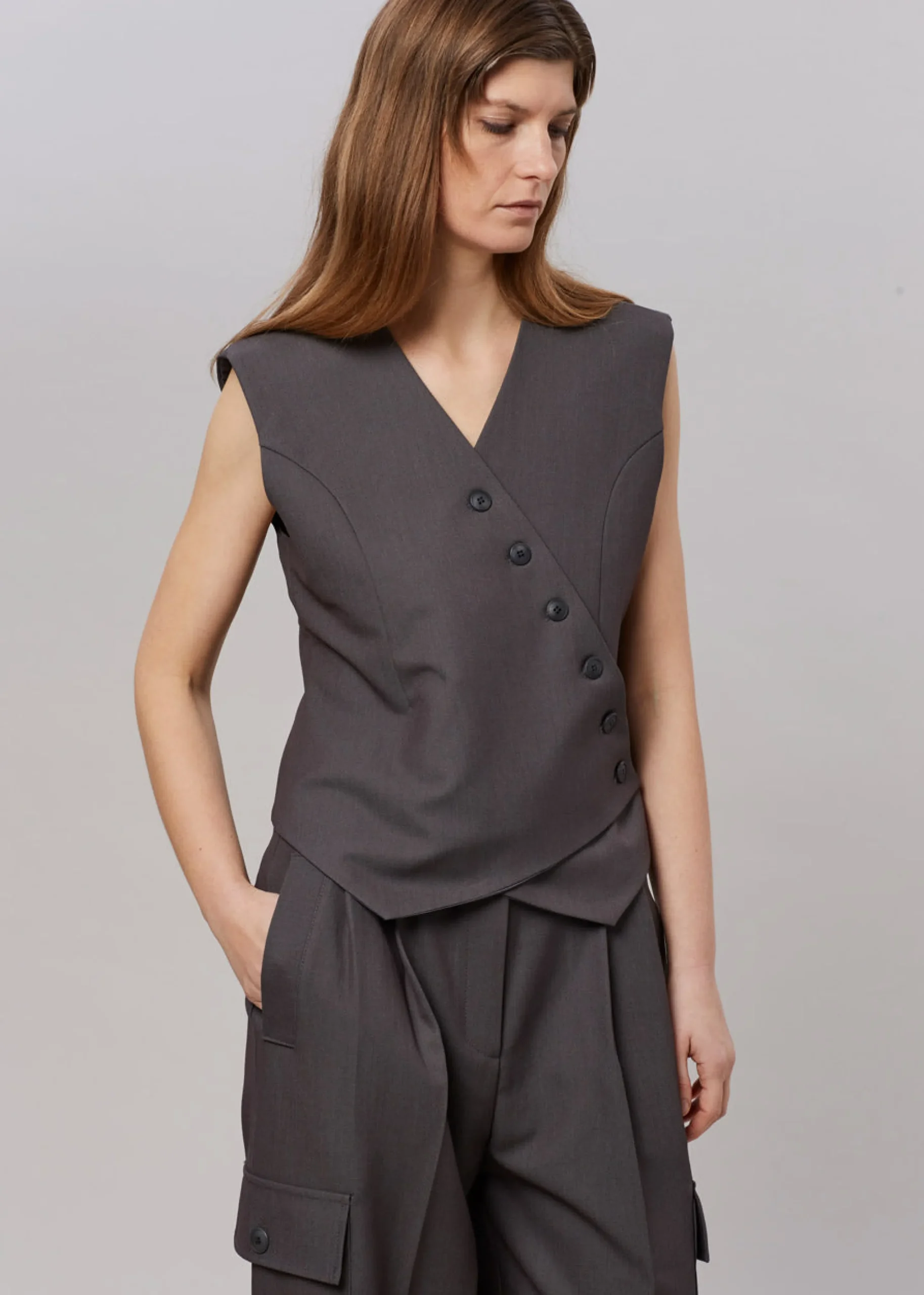 The Frankie Shop Maesa Cross Vest Charcoal Best