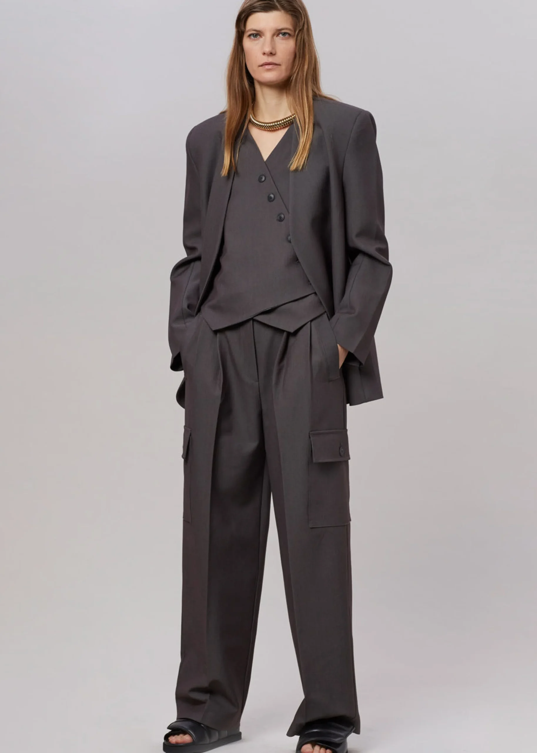 The Frankie Shop Maesa Cross Vest Charcoal Best