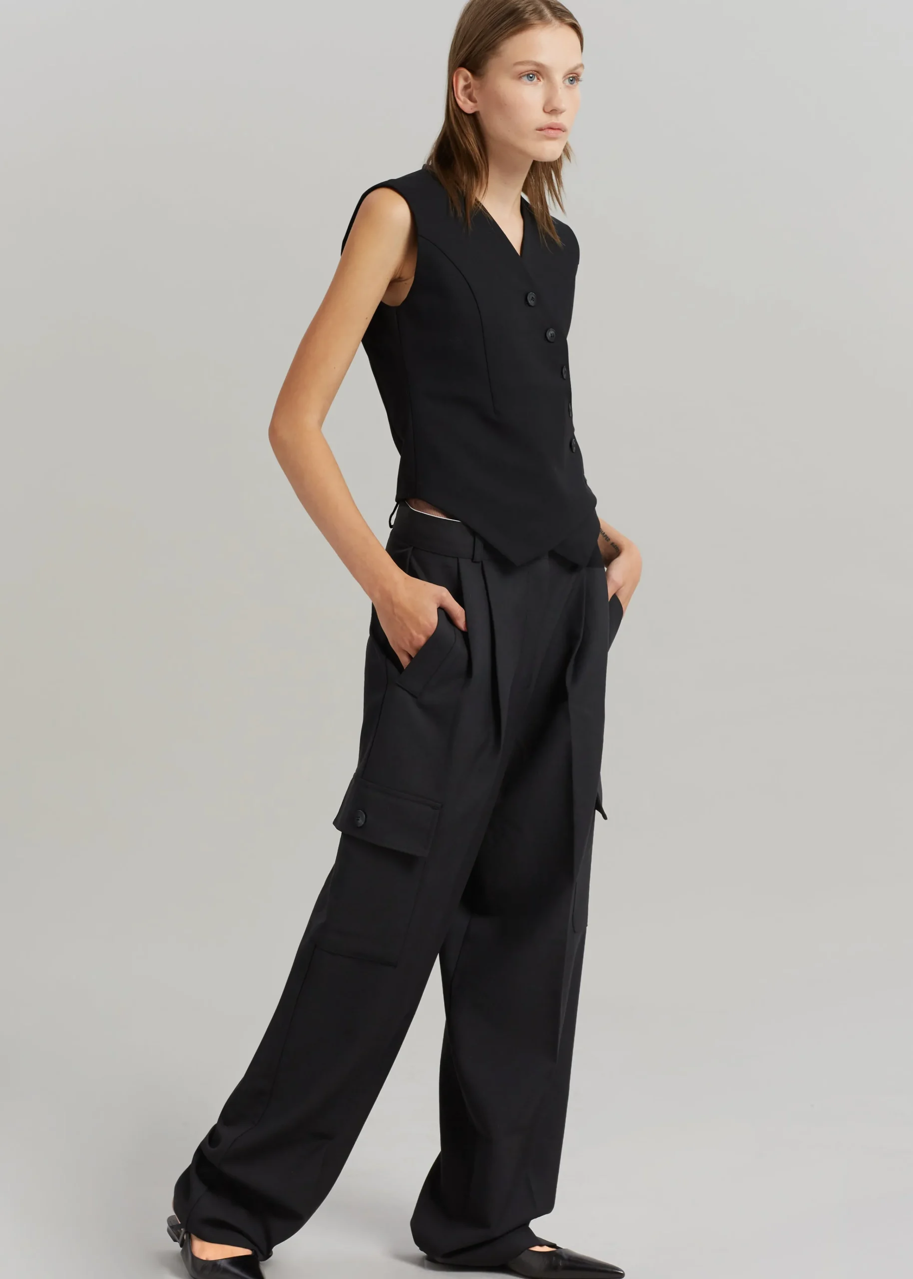 The Frankie Shop Maesa Cross Vest Black Best
