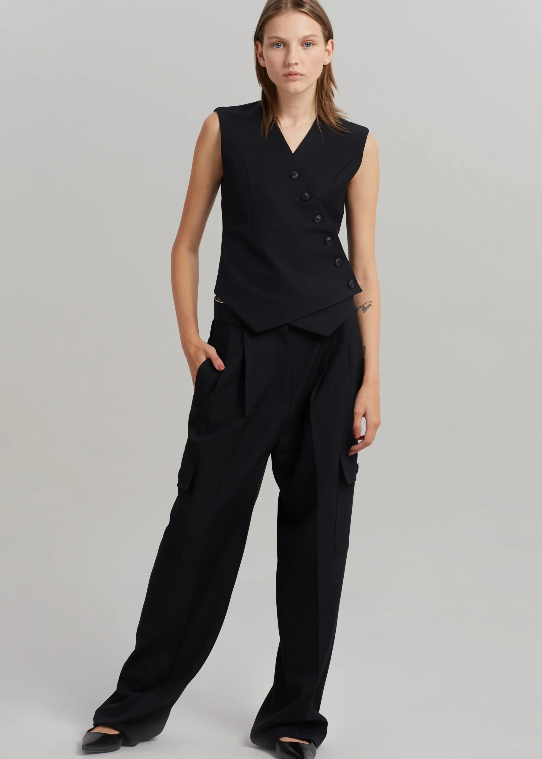 The Frankie Shop Maesa Cross Vest Black Best