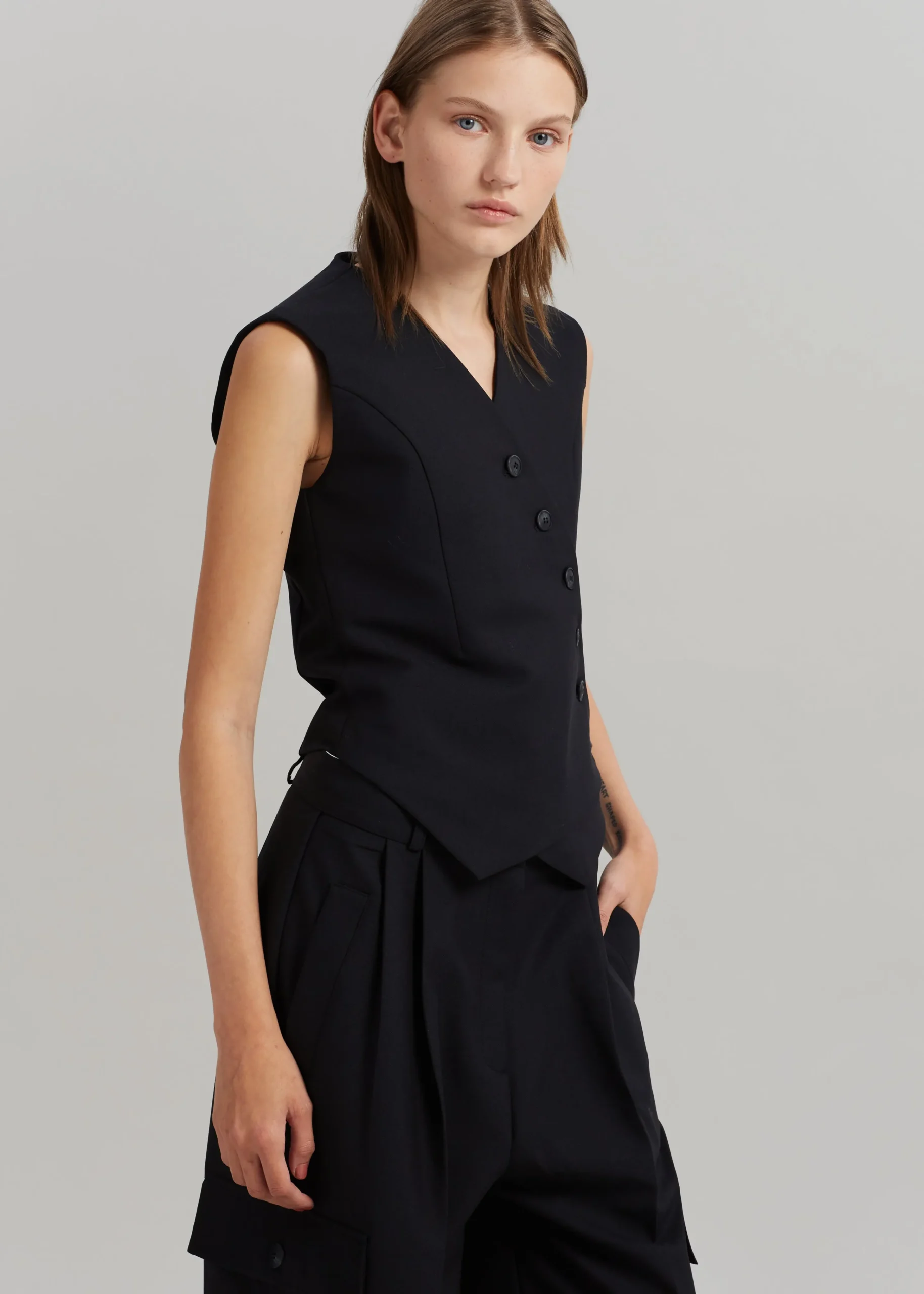 The Frankie Shop Maesa Cross Vest Black Best