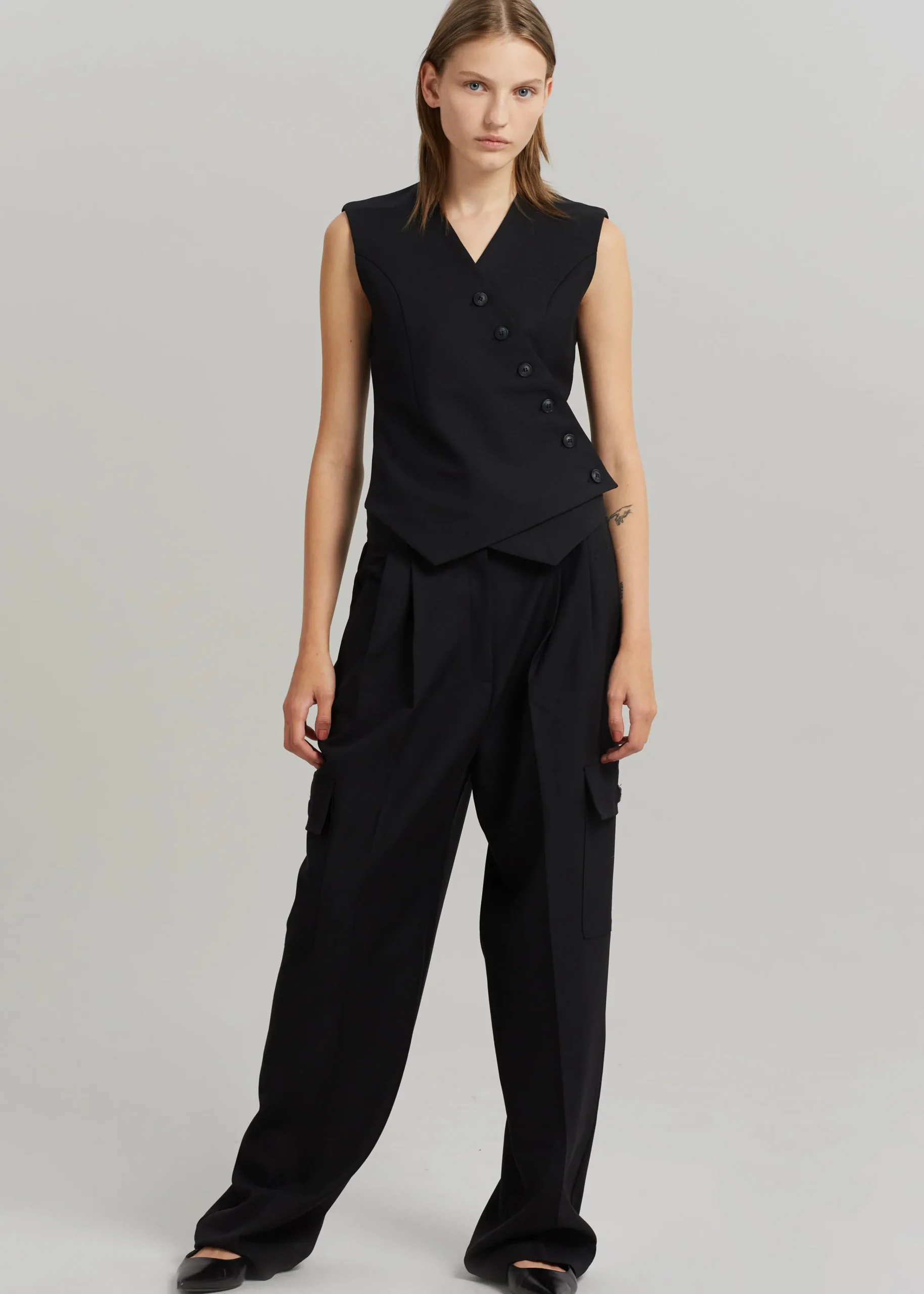 The Frankie Shop Maesa Cross Vest Black Best