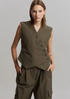 The Frankie Shop Maesa Cross Vest Olive Discount