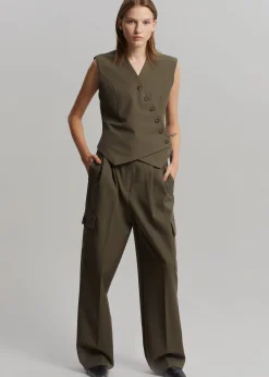 The Frankie Shop Maesa Cross Vest Olive Discount