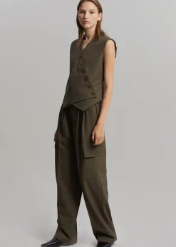 The Frankie Shop Maesa Cross Vest Olive Discount
