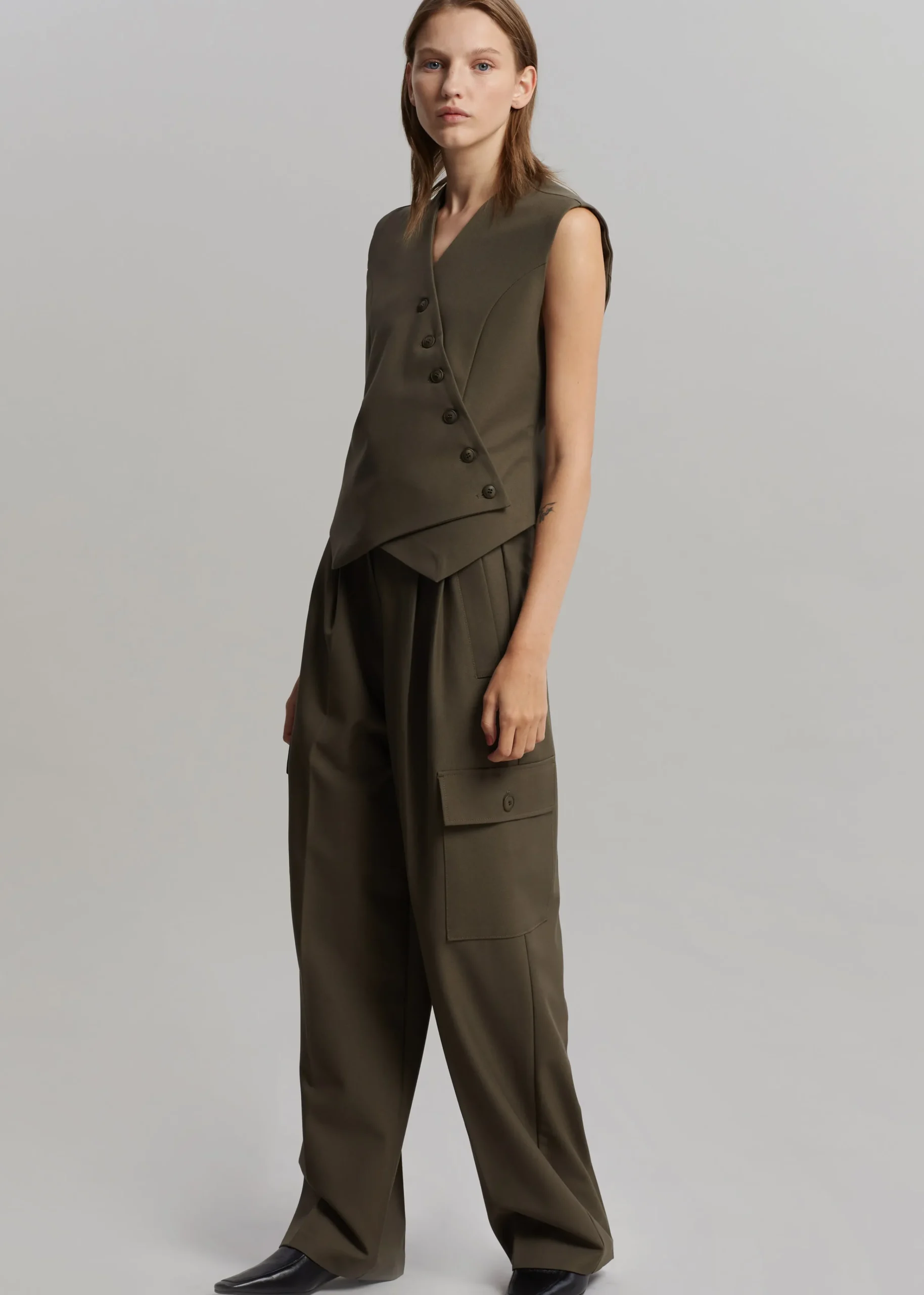 The Frankie Shop Maesa Cross Vest Olive Discount