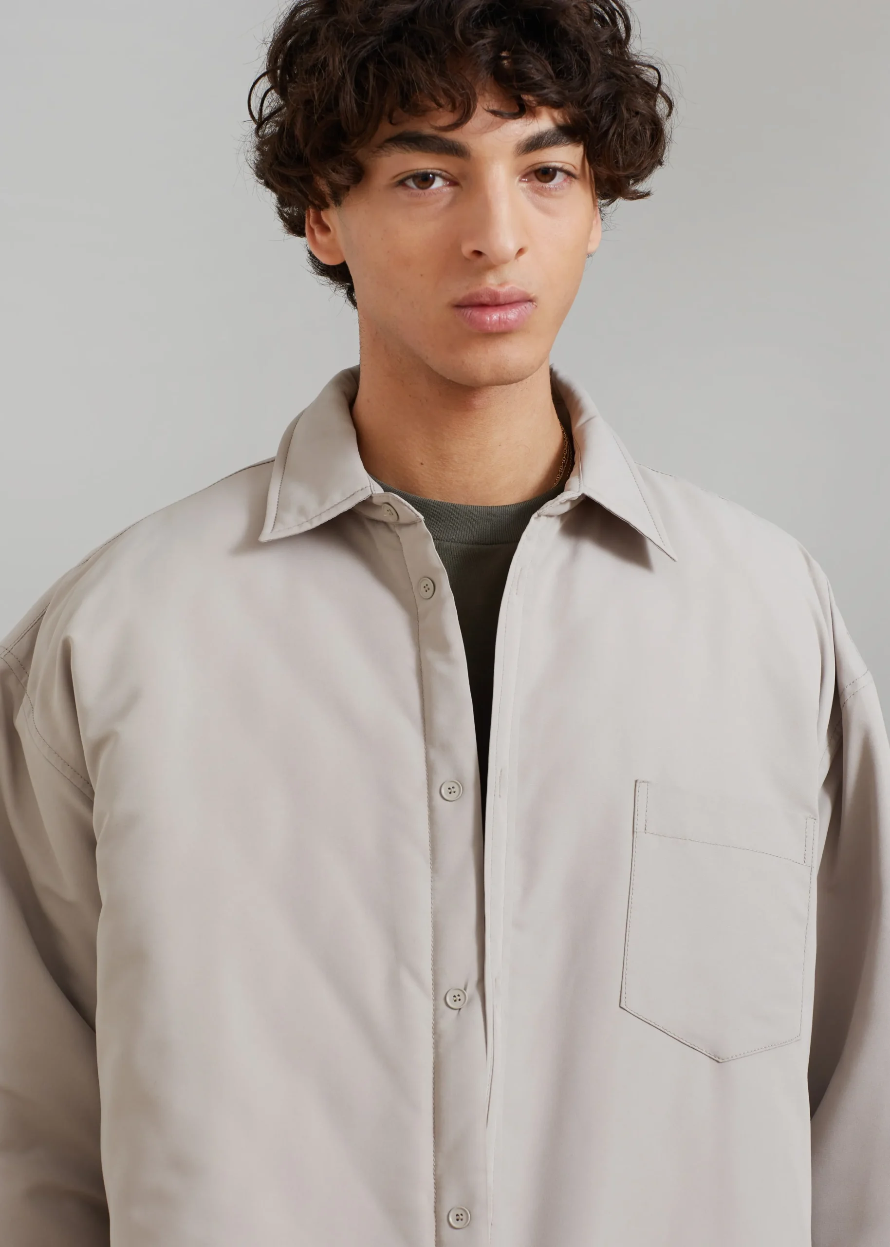 The Frankie Shop Maine Padded Shirt Jacket Beige Outlet
