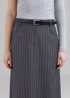 The Frankie Shop Malvo Long Pencil Skirt Grey Pinstripe Outlet
