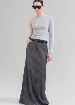 The Frankie Shop Malvo Long Pencil Skirt Grey Pinstripe Outlet