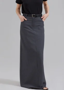 The Frankie Shop Malvo Long Pencil Skirt Charcoal Online