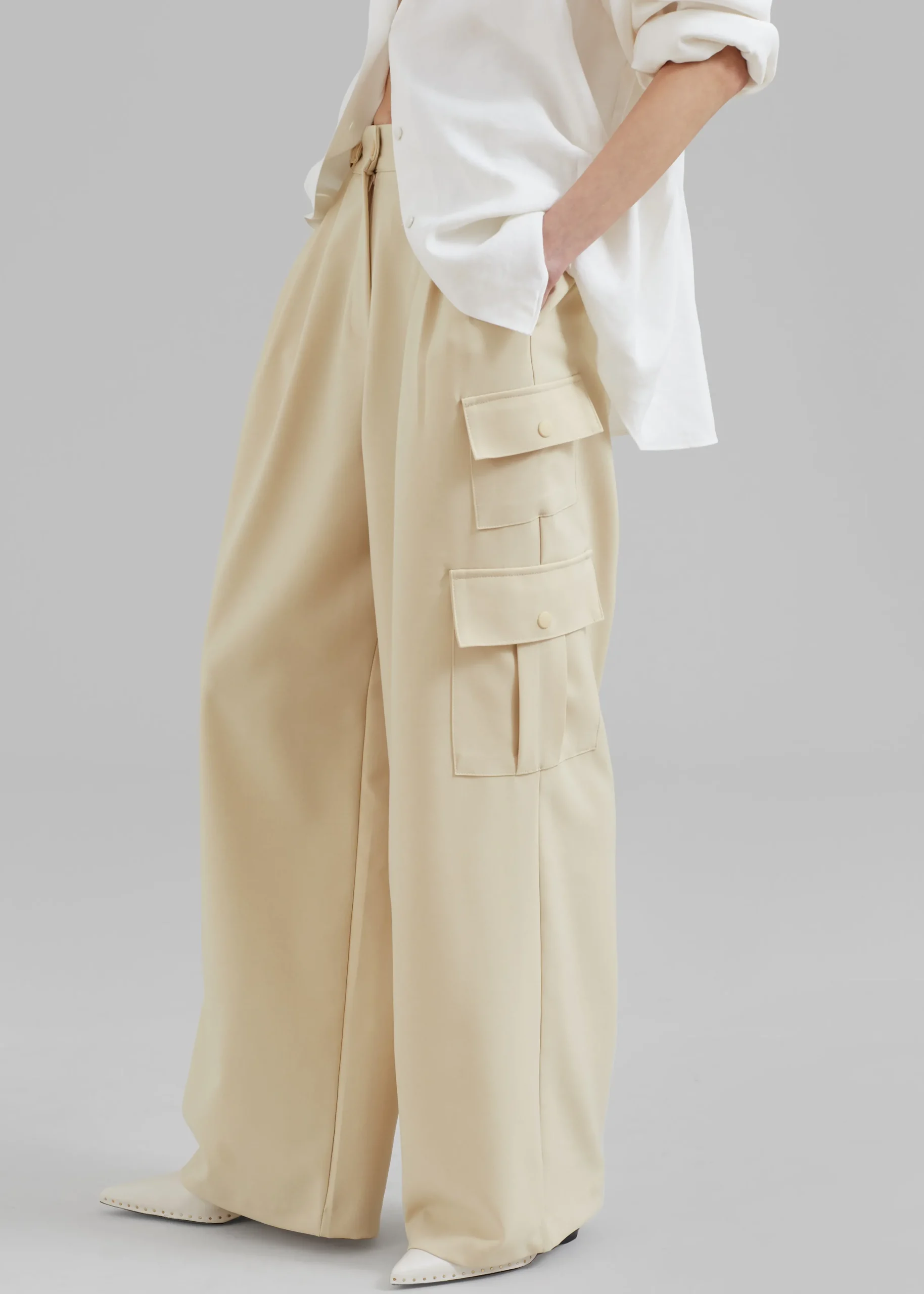 The Frankie Shop Manye Fluid Cargo Pants Beige Sale