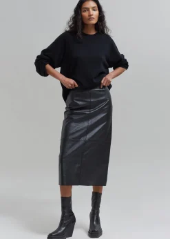 The Frankie Shop Manyne Faux Leather Pencil Skirt Black New