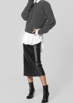 The Frankie Shop Manyne Faux Leather Pencil Skirt Black New