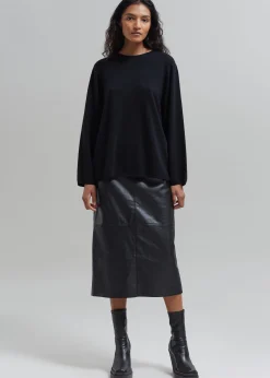 The Frankie Shop Manyne Faux Leather Pencil Skirt Black New
