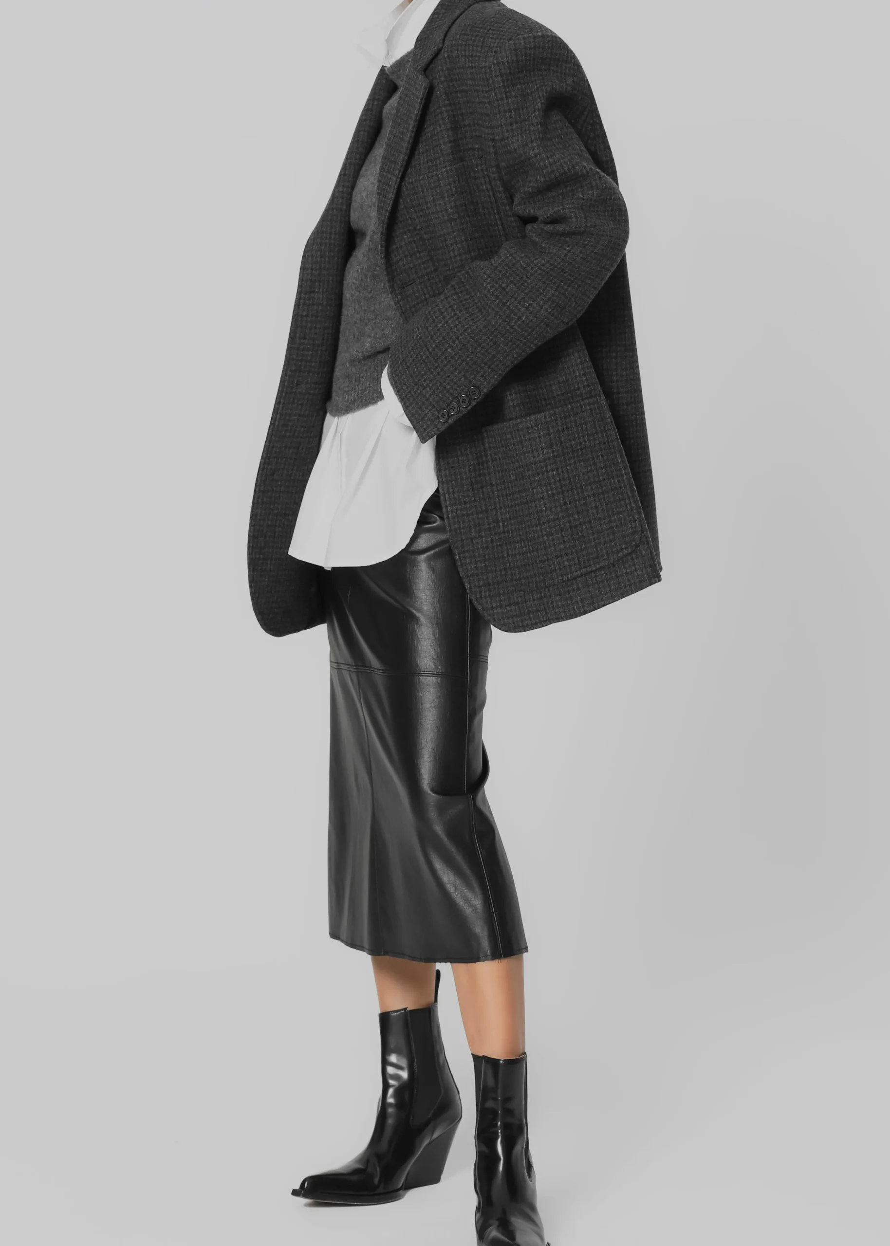 The Frankie Shop Manyne Faux Leather Pencil Skirt Black New