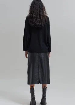 The Frankie Shop Manyne Faux Leather Pencil Skirt Black New