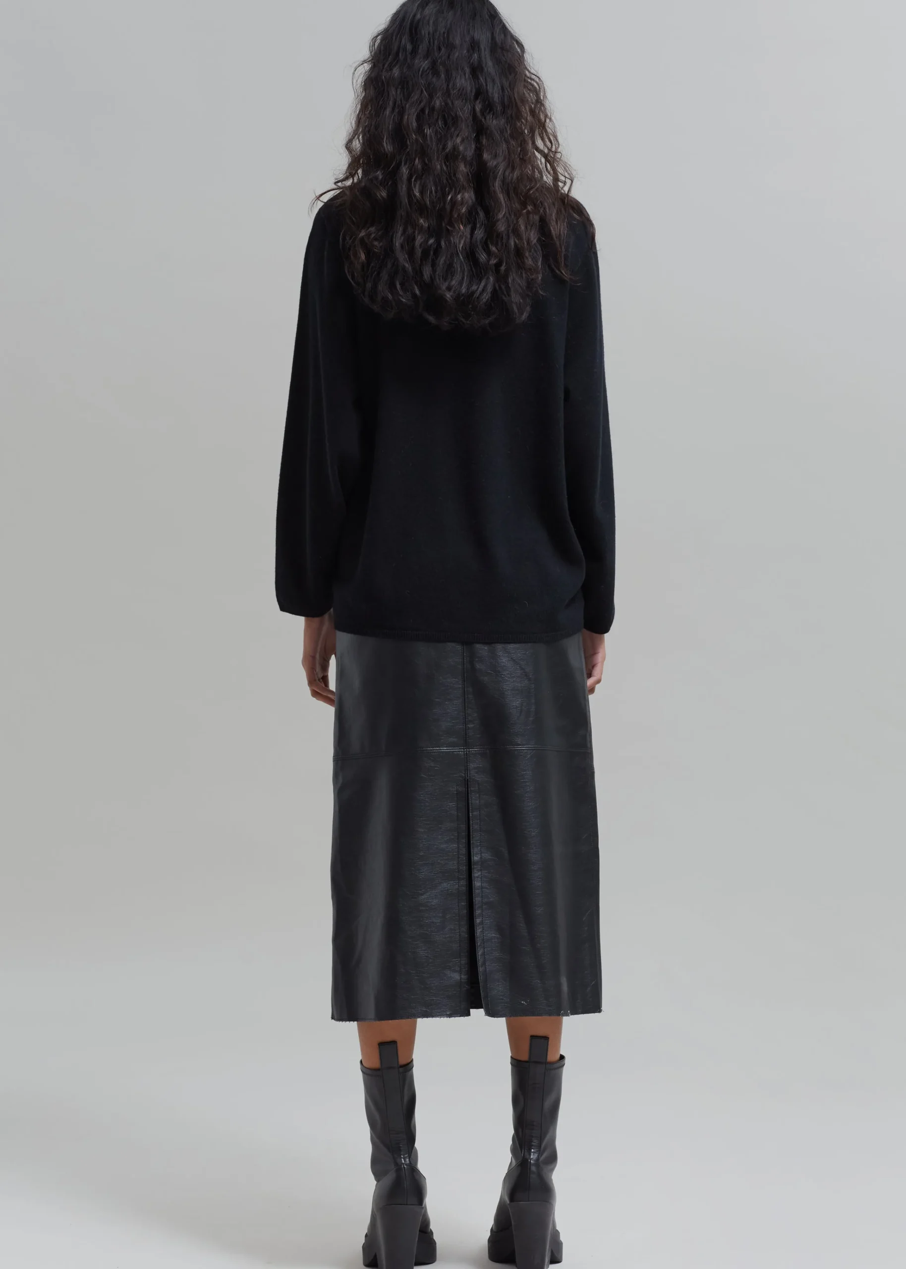 The Frankie Shop Manyne Faux Leather Pencil Skirt Black New
