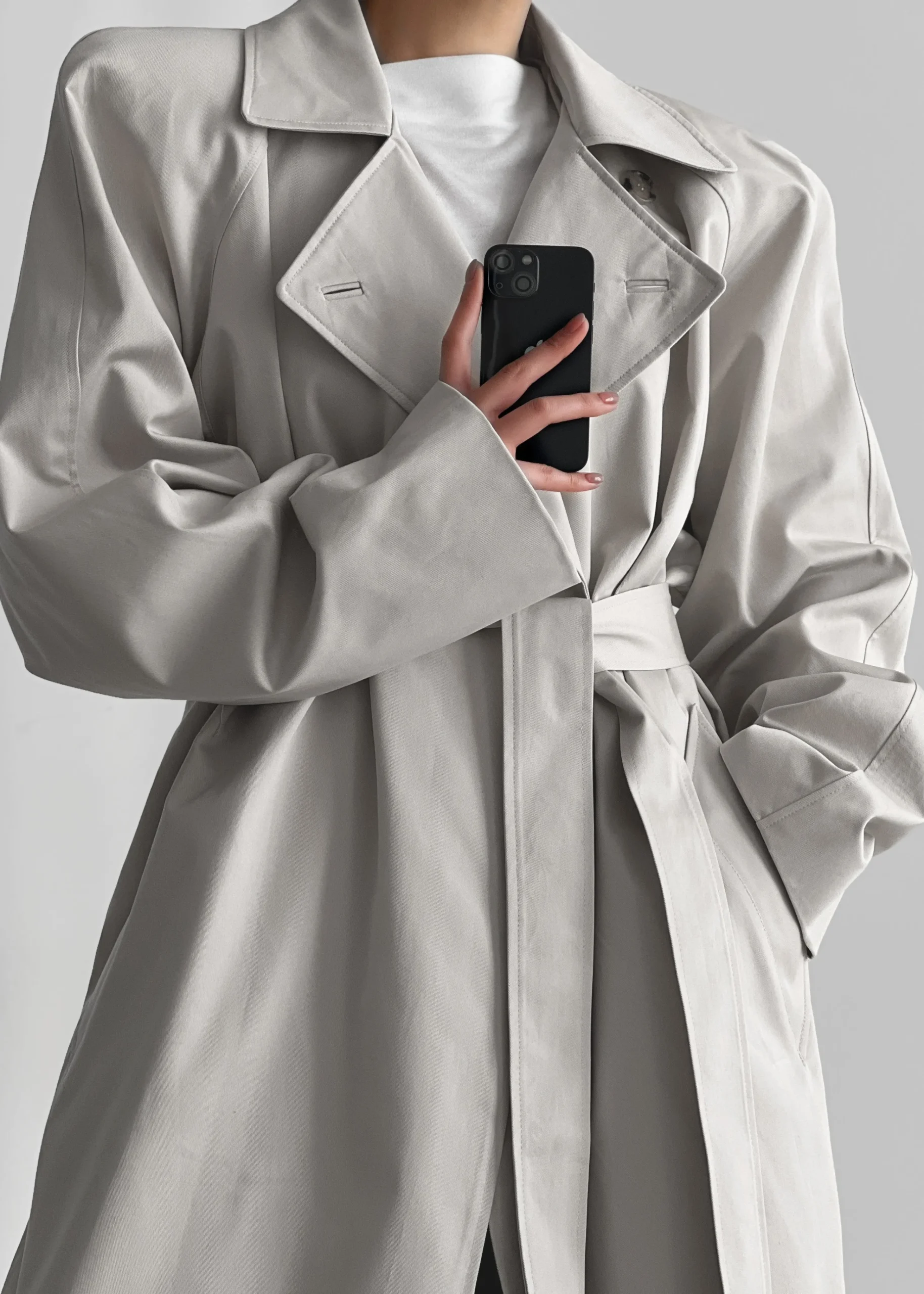 The Frankie Shop Marisol Box Shoulder Trench Bone Sale