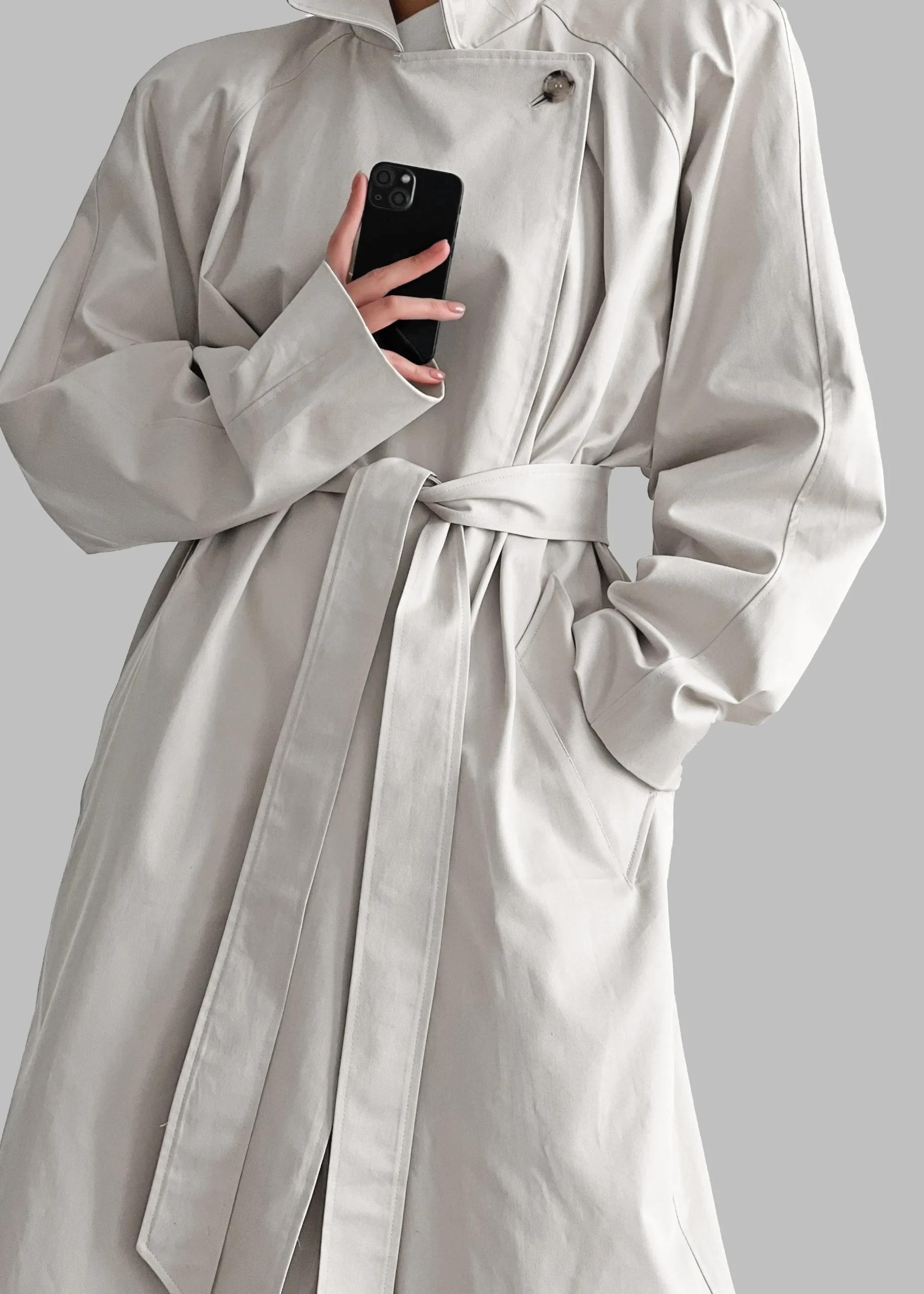The Frankie Shop Marisol Box Shoulder Trench Bone Sale