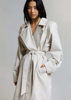The Frankie Shop Marisol Box Shoulder Trench Bone Sale