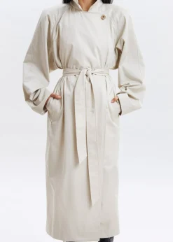 The Frankie Shop Marisol Box Shoulder Trench Bone Sale