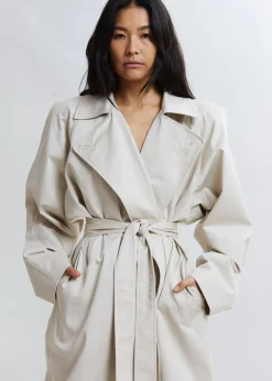The Frankie Shop Marisol Box Shoulder Trench Bone Sale