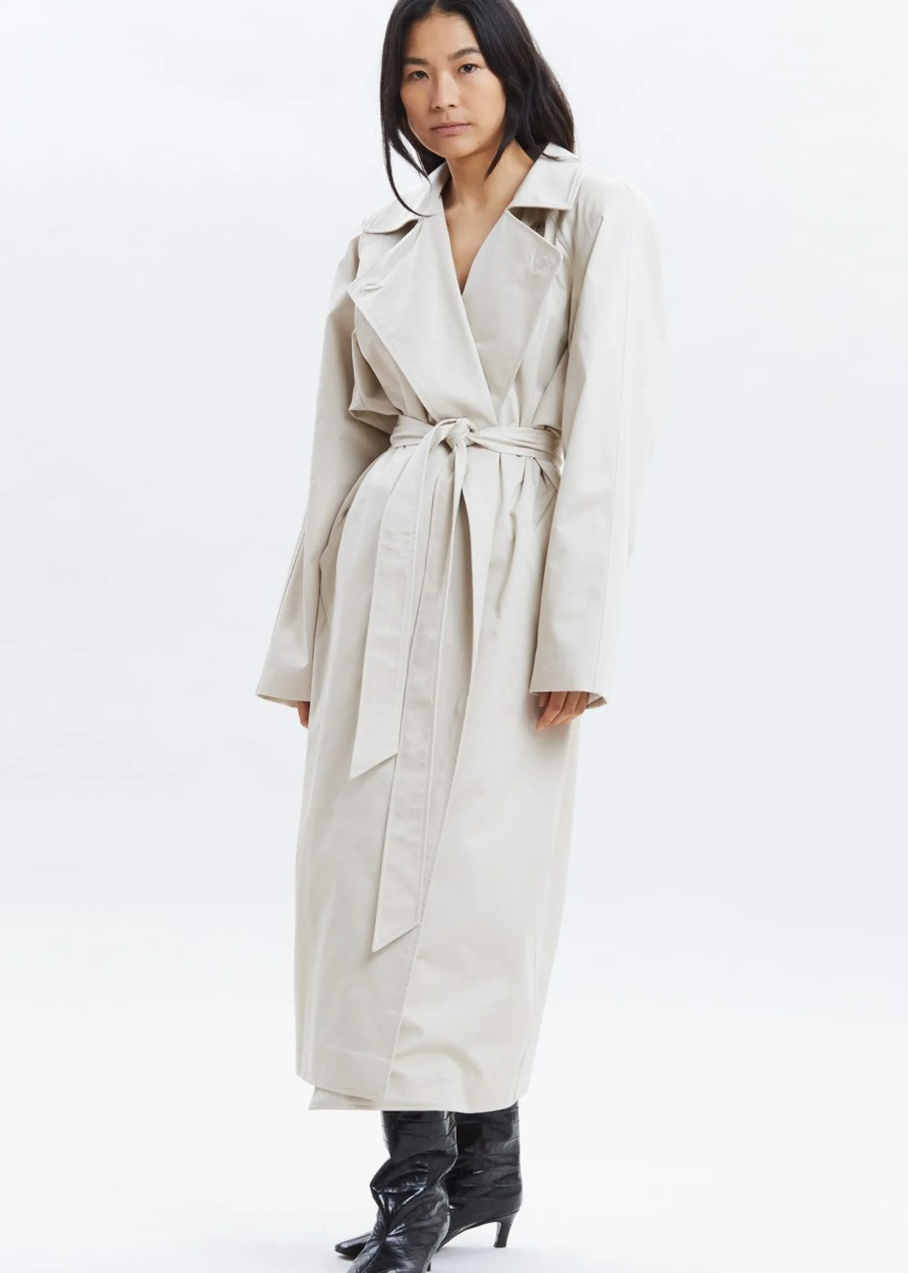 The Frankie Shop Marisol Box Shoulder Trench Bone Sale
