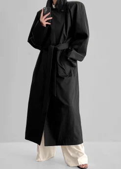 The Frankie Shop Marisol Box Shoulder Trench Black Outlet