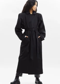 The Frankie Shop Marisol Box Shoulder Trench Black Outlet