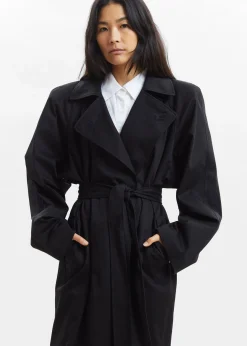 The Frankie Shop Marisol Box Shoulder Trench Black Outlet