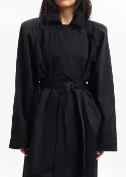 The Frankie Shop Marisol Box Shoulder Trench Black Outlet