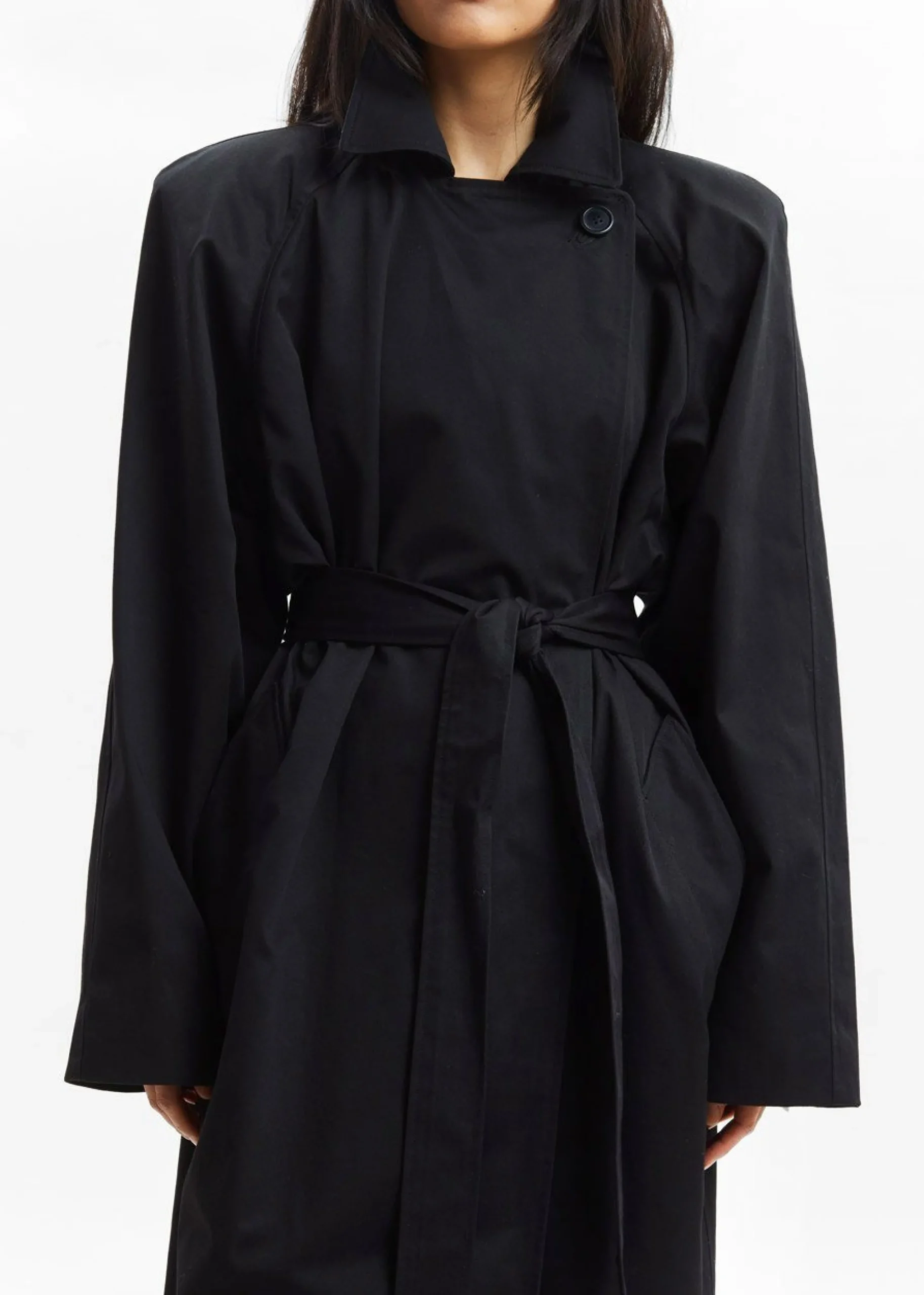 The Frankie Shop Marisol Box Shoulder Trench Black Outlet