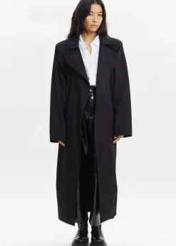 The Frankie Shop Marisol Box Shoulder Trench Black Outlet