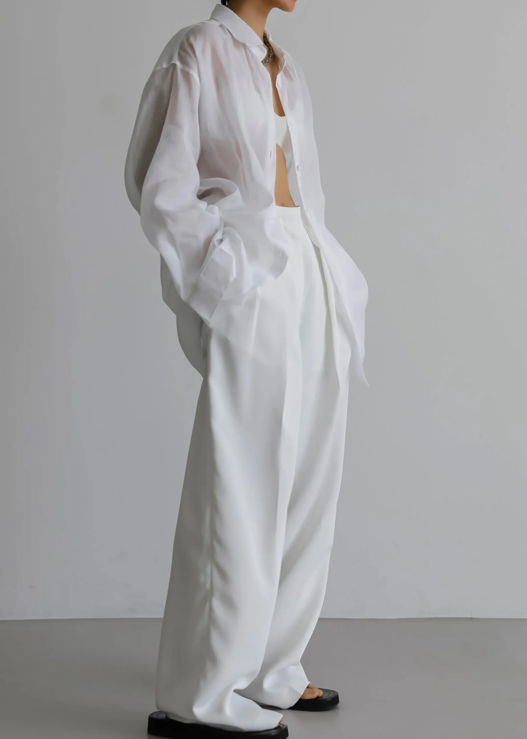 The Frankie Shop Marlow Oversized Linen Shirt White Outlet