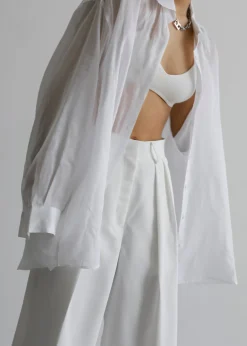 The Frankie Shop Marlow Oversized Linen Shirt White Outlet