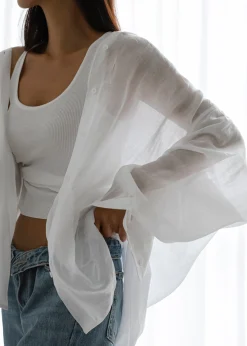 The Frankie Shop Marlow Oversized Linen Shirt White Outlet