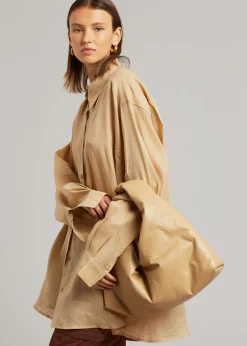 The Frankie Shop Marlow Oversized Linen Shirt Camel Discount
