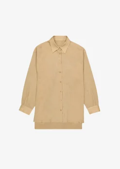 The Frankie Shop Marlow Oversized Linen Shirt Camel Discount