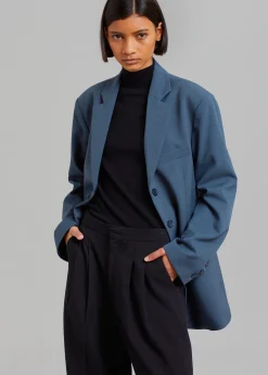 The Frankie Shop Marquesa Blazer Slate Grey New