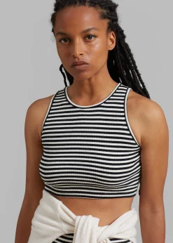 The Frankie Shop Martina Knit Tank Top Black Stripe Hot