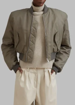 The Frankie Shop Mati Cropped Padded Bomber Olive Outlet