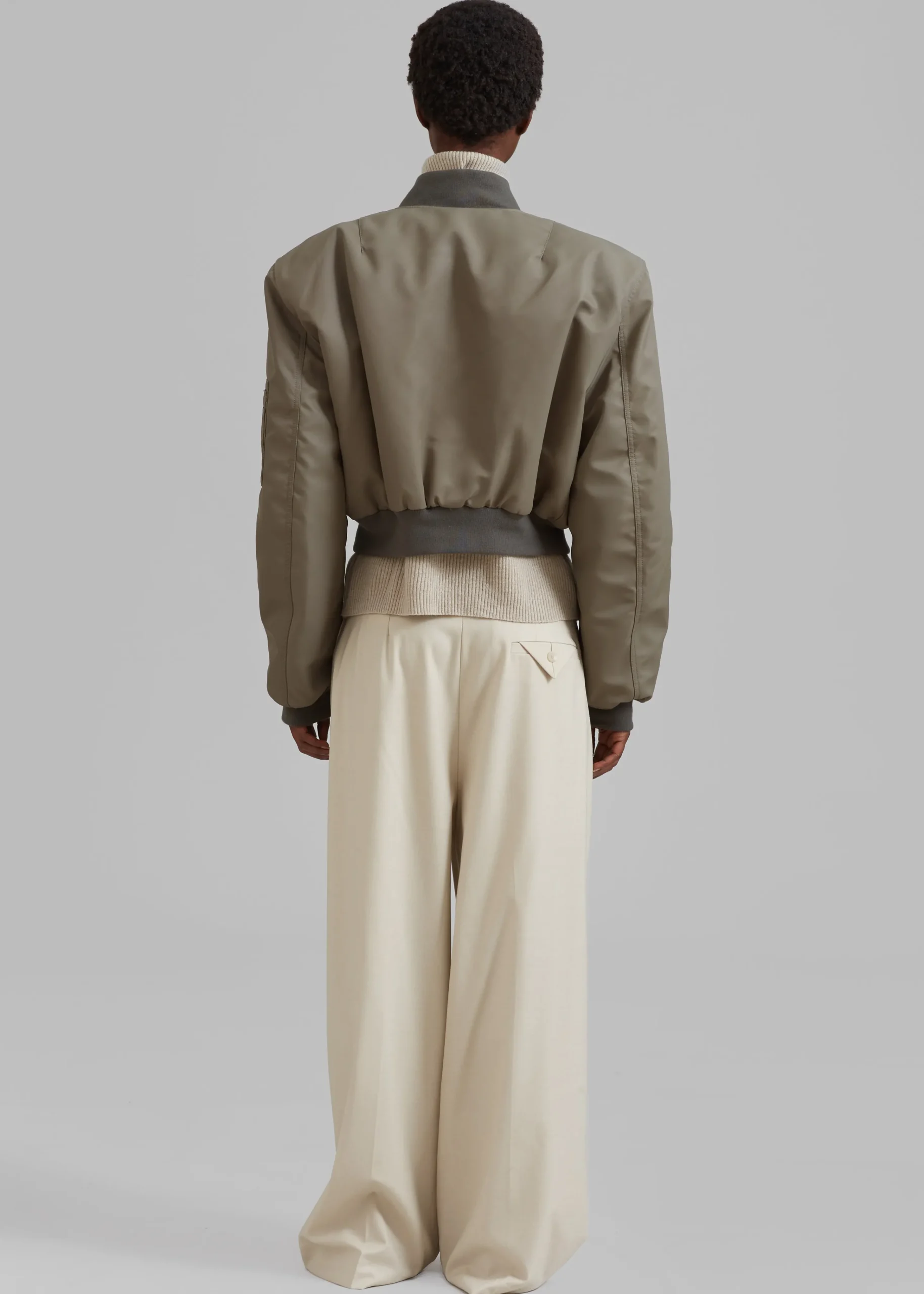 The Frankie Shop Mati Cropped Padded Bomber Olive Outlet