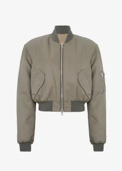 The Frankie Shop Mati Cropped Padded Bomber Olive Outlet