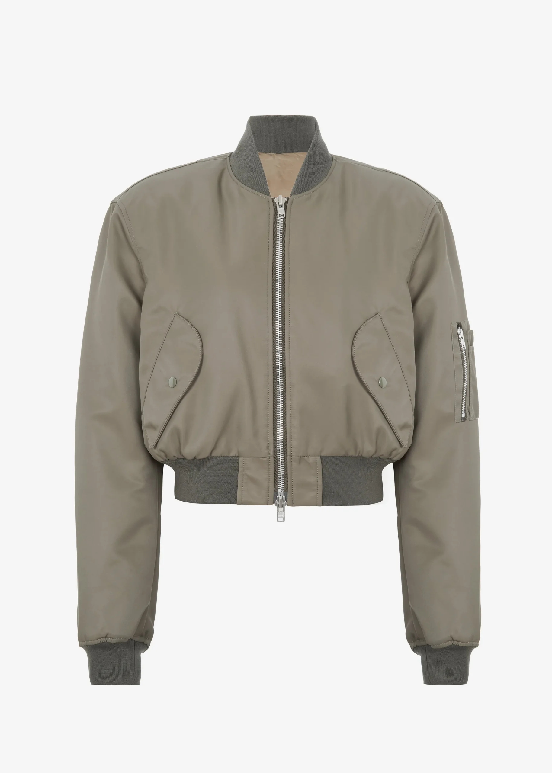 The Frankie Shop Mati Cropped Padded Bomber Olive Outlet