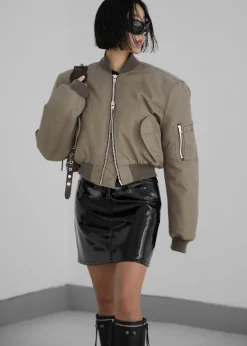 The Frankie Shop Mati Cropped Padded Bomber Olive Outlet