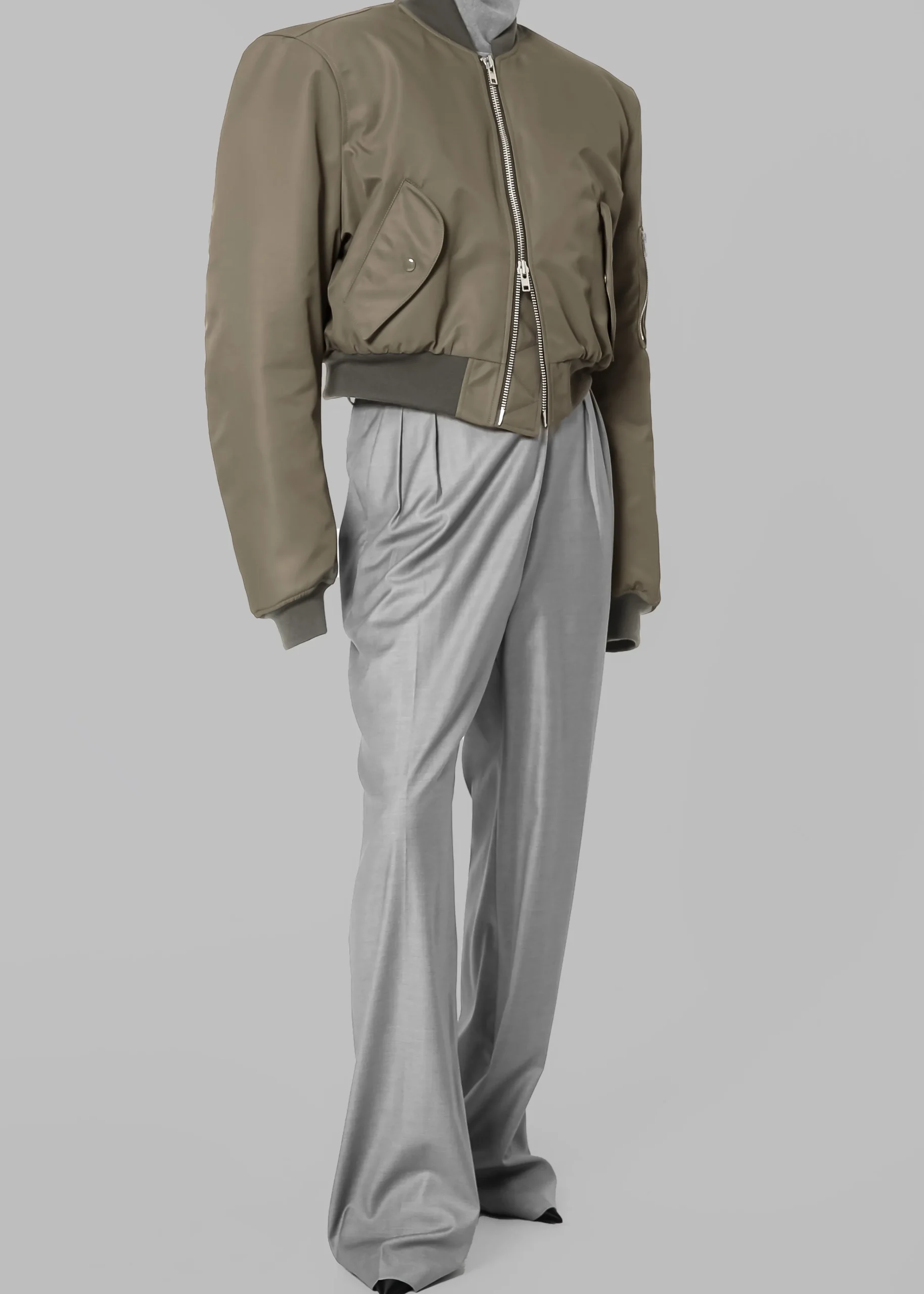 The Frankie Shop Mati Cropped Padded Bomber Olive Outlet